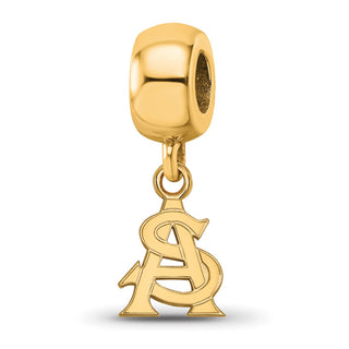 Sterling Silver Gold-plated LogoArt Arizona State University A-S Extra Small Dangle Bead Charm