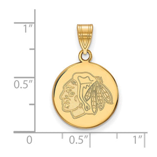 14k Gold NHL LogoArt Chicago Blackhawks Medium Disc Pendant