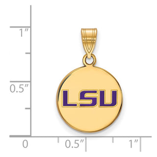Sterling Silver Gold-plated LogoArt Louisiana State University L-S-U Medium Enameled Disc Pendant