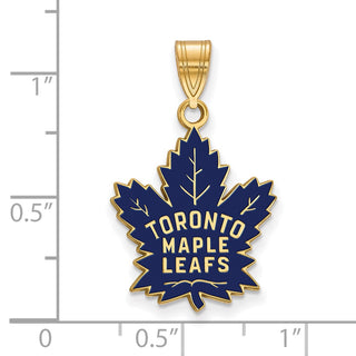 Sterling Silver Gold-plated NHL LogoArt Toronto Maple Leafs Large Enameled Pendant