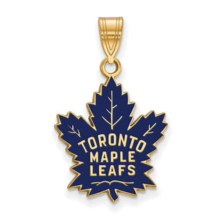 Sterling Silver Gold-plated NHL LogoArt Toronto Maple Leafs Large Enameled Pendant