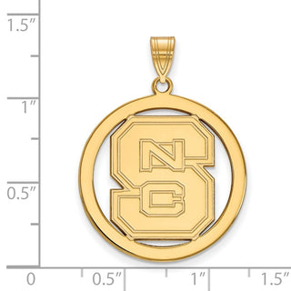 Sterling Silver Gold-plated LogoArt North Carolina State University N-C-S Large Circle Pendant