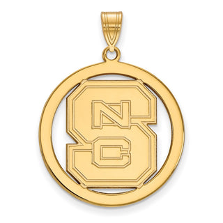 Sterling Silver Gold-plated LogoArt North Carolina State University N-C-S Large Circle Pendant