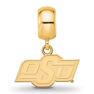 Sterling Silver Gold-plated LogoArt Oklahoma State University O-S-U Extra Small Dangle Bead Charm