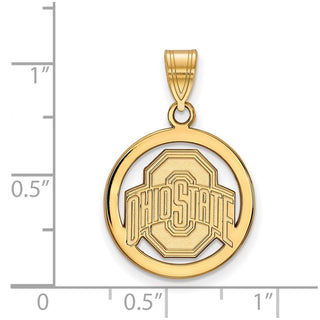Sterling Silver Gold-plated LogoArt The Ohio State University Med Circle Pendant