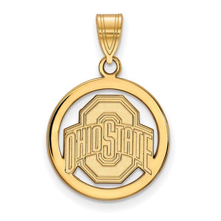 Sterling Silver Gold-plated LogoArt The Ohio State University Med Circle Pendant