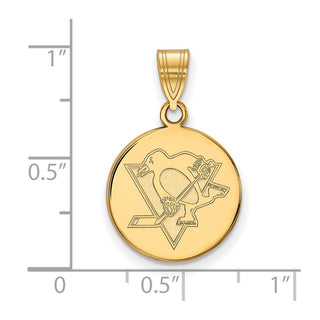 Sterling Silver Gold-plated NHL LogoArt Pittsburgh Penguins Medium Disc Pendant
