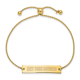 Sterling Silver Gold-plated NHL LogoArt New York Rangers Small Bar Adjustable 9 inch Bracelet