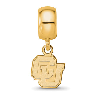 Sterling Silver Gold-plated LogoArt University of Colorado C-U Extra Small Dangle Bead Charm