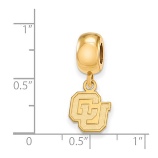 Sterling Silver Gold-plated LogoArt University of Colorado C-U Extra Small Dangle Bead Charm