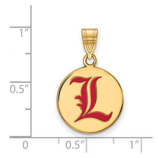 Sterling Silver Gold-plated LogoArt University of Louisville Letter L Medium Enameled Disc Pendant