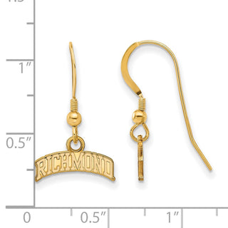 Gold Plated Sterling Silver LogoArt University of Richmond Script Small Dangle Earrings