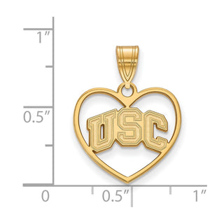 Sterling Silver Gold-plated LogoArt University of Southern California U-S-C Heart Pendant
