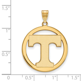 Sterling Silver Gold-plated LogoArt University of Tennessee Letter T Extra Large Circle Pendant