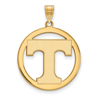 Sterling Silver Gold-plated LogoArt University of Tennessee Letter T Extra Large Circle Pendant