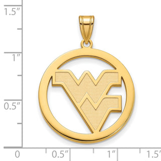 Sterling Silver Gold-plated LogoArt West Virginia University W-V Extra Large Circle Pendant