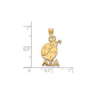 Sterling Silver Gold-plated LogoArt Alpha Sigma Alpha Sorority Symbol Small Pendant