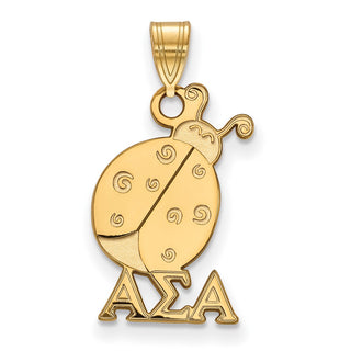 Sterling Silver Gold-plated LogoArt Alpha Sigma Alpha Sorority Symbol Small Pendant