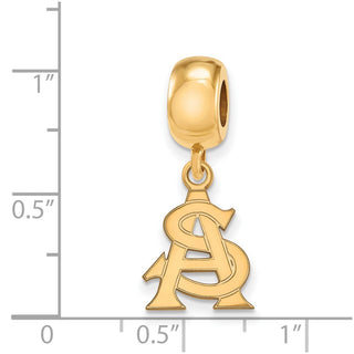Sterling Silver Gold-plated LogoArt Arizona State University A-S Small Dangle Bead Charm