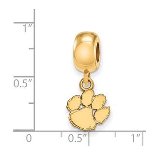 Sterling Silver Gold-plated LogoArt Clemson University Tiger Paw Extra Small Dangle Bead Charm