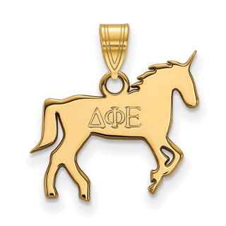 Sterling Silver Gold-plated LogoArt Delta Phi Epsilon Sorority Symbol Small Pendant