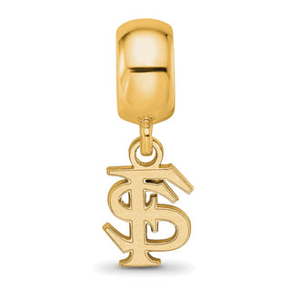 Sterling Silver Gold-plated LogoArt Florida State University F-S Extra Small Dangle Bead Charm