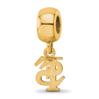 Sterling Silver Gold-plated LogoArt Florida State University F-S Extra Small Dangle Bead Charm