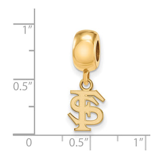 Sterling Silver Gold-plated LogoArt Florida State University F-S Extra Small Dangle Bead Charm