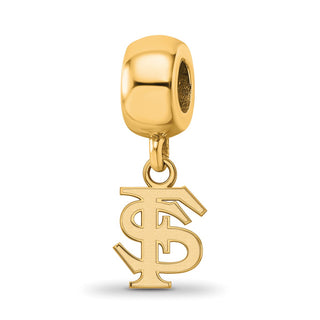 Sterling Silver Gold-plated LogoArt Florida State University F-S Extra Small Dangle Bead Charm