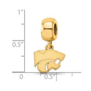 Sterling Silver Gold-plated LogoArt Kansas State University Wildcat Extra Small Dangle Bead Charm