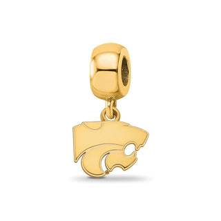Sterling Silver Gold-plated LogoArt Kansas State University Wildcat Extra Small Dangle Bead Charm