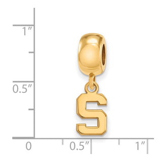 Sterling Silver Gold-plated LogoArt Michigan State University Letter S Extra Small Dangle Bead Charm