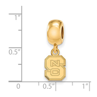 Sterling Silver Gold-plated LogoArt North Carolina State University N-C-S Extra Small Dangle Bead Charm