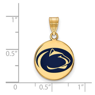 Sterling Silver Gold-plated LogoArt Penn State University Lion Medium Enameled Disc Pendant