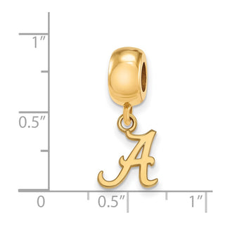 Sterling Silver Gold-plated LogoArt University of Alabama Letter A Extra Small Dangle Bead Charm