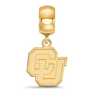 Sterling Silver Gold-plated LogoArt University of Colorado C-U Small Dangle Bead Charm