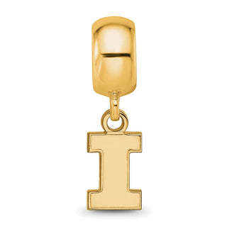 Sterling Silver Gold-plated LogoArt University of Illinois Letter I Extra Small Dangle Bead Charm