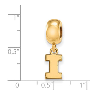 Sterling Silver Gold-plated LogoArt University of Illinois Letter I Extra Small Dangle Bead Charm