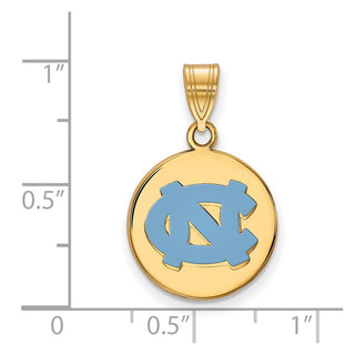 Sterling Silver Gold-plated LogoArt University of North Carolina N-C Medium Enameled Disc Pendant