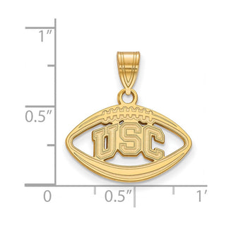 Sterling Silver Gold-plated LogoArt University of Southern California U-S-C Football Pendant