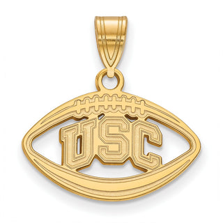 Sterling Silver Gold-plated LogoArt University of Southern California U-S-C Football Pendant