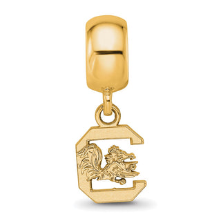 Sterling Silver Gold-plated LogoArt University of South Carolina Extra Small Dangle Bead Charm