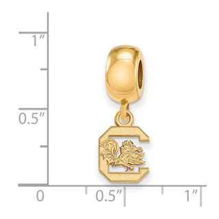 Sterling Silver Gold-plated LogoArt University of South Carolina Extra Small Dangle Bead Charm
