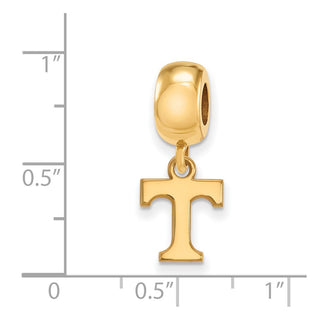 Sterling Silver Gold-plated LogoArt University of Tennessee Letter T Extra Small Dangle Bead Charm