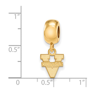 Sterling Silver Gold-plated LogoArt University of Virginia Extra Small Dangle Bead Charm