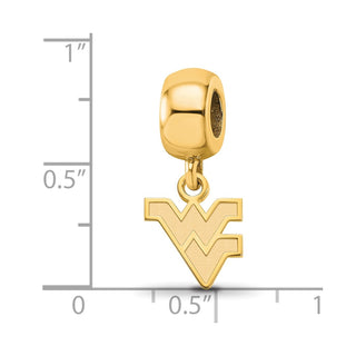 Sterling Silver Gold-plated LogoArt West Virginia University W-V Extra Small Dangle Bead Charm