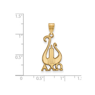 Sterling Silver Gold-plated LogoArt Alpha Chi Omega Sorority Symbol Large Pendant