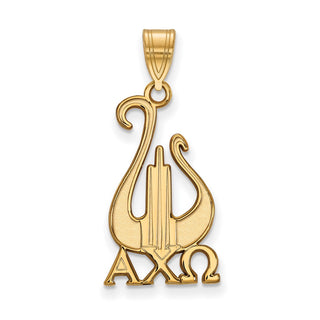 Sterling Silver Gold-plated LogoArt Alpha Chi Omega Sorority Symbol Large Pendant