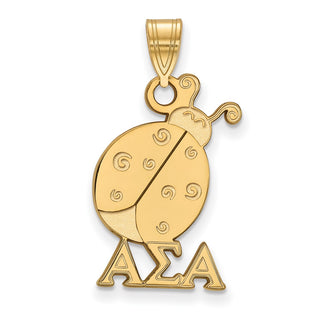 Sterling Silver Gold-plated LogoArt Alpha Sigma Alpha Sorority Symbol Medium Pendant