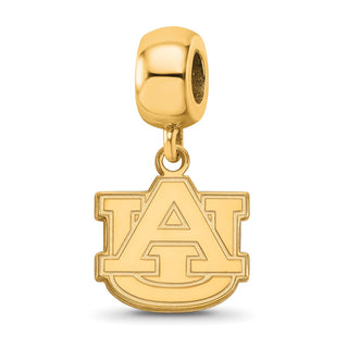 Sterling Silver Gold-plated LogoArt Auburn University A-U Small Dangle Bead Charm